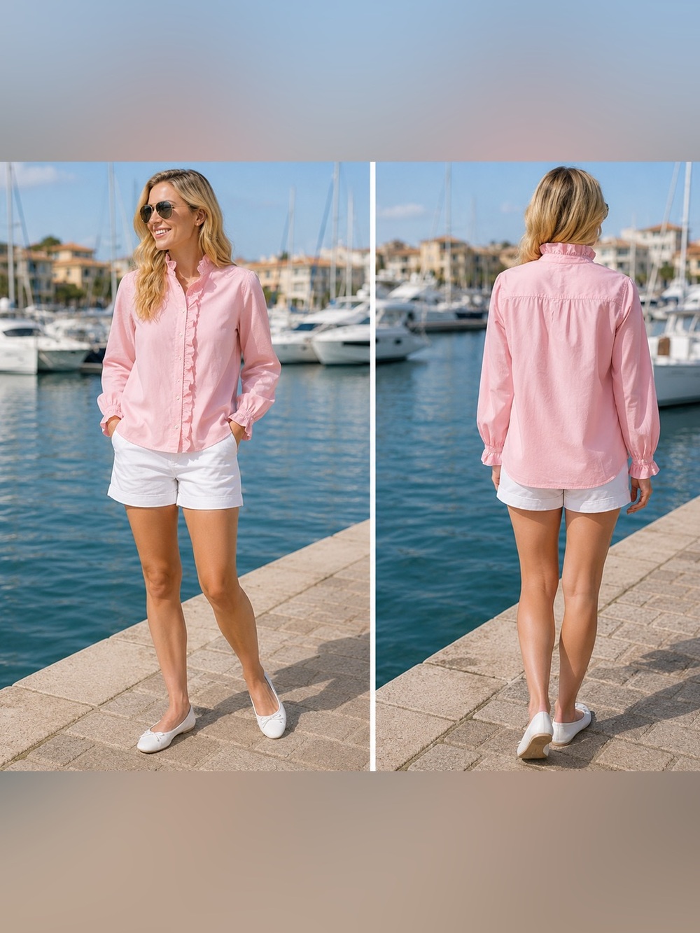 J. Crew Light Pink Cotton Ruffle-Front Button-Up Blouse NWT size 8